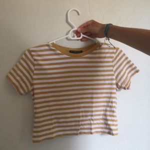 Brandy Yellow & White Stripped Crop Top